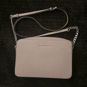 Michael Kors Large Saffiano Leather Crossbody Bag - Grey
